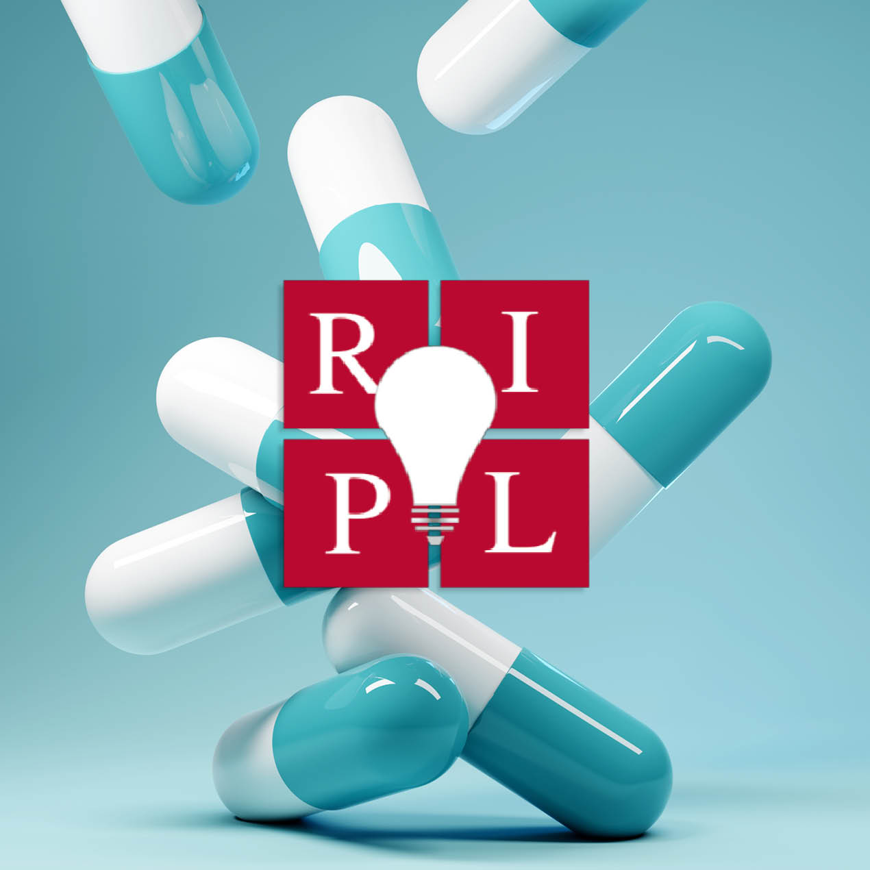 Pill capsules cascading behind the UIC Review of Intellectual Property Law Journal logo
